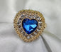 Heartfelt Elegance Blue Crystal Ring – Adjustable & Stylish Jewelry